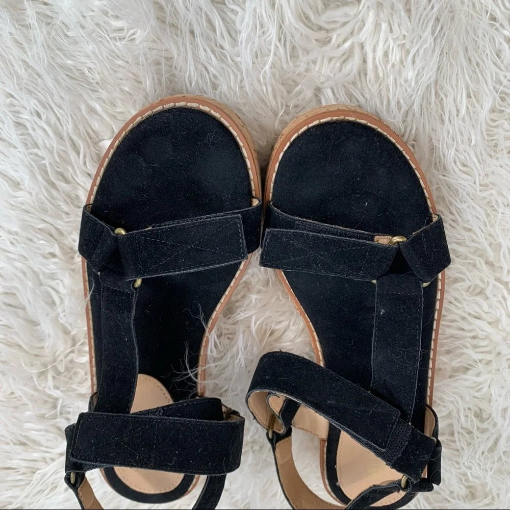 Miim Black Velvet Kork Strappy Platform Sandals Women’s Size 8.5 - Picture 3 of 8